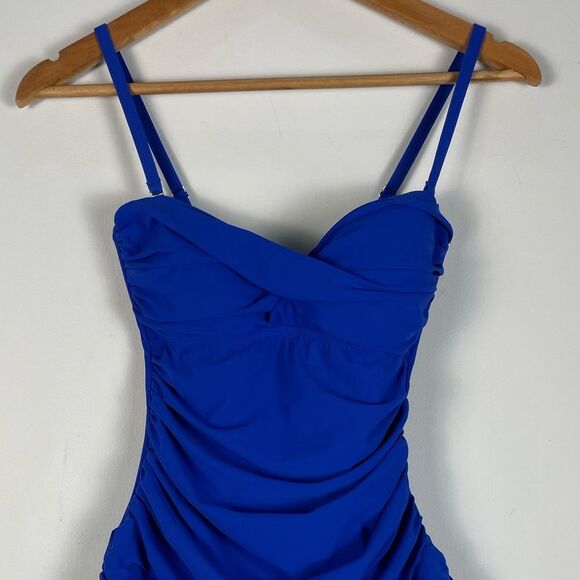 Gottex Profile Size‎ 6 Bandeau Swim Dress One Piece Swimsuit NEW Blue - Picture 4 of 14